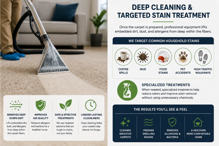 Deep cleaning and Targeted stain treatment